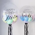 2/1Pc 18/24/36inch Bubble Balloon with Custom Name Sticker Personaled Sticker for Wedding Birthday