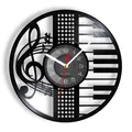 Treble Clef Piano Vinyl CD Disc Wall Clock Musical Instrument Wall Watch With LED Vintage Retro
