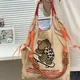 Bear Embroidery Designer Bag Chain Eco Bags for Women Large Nylon Shopper Purses and Handbags Letter