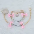 MIYOCAR any name can make bling rhinestone pink bow pacifier clip dummy clip stroller chain stroller