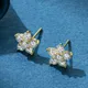 Moissanite 5 Petal Flower Earrings White Gold Stud Earring for Women 925 Sterling Silver Moissanite