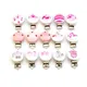5PCs Girls Pink Color Baby Pacifier Clips Wood Metal Holders Cute Infant Soother Clasps Funny