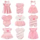 New born baby girl clothes&dresses summer pink princess little girls clothing sets for birthday