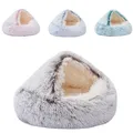 Plush Pet Cat Bed Round Cat Cushion Cat House 2 In 1 Warm Cat Basket Pet Sleep Bag Cat Nest Kennel