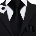 Black Geometric Tie Silk Tie For Men Wedding Tie Party Necktie Handkerchief Cravat Barry.Wang