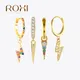ROXI Ins Lock Star Cross Geometry Hoop Earrings for Women 925 Sterling Silver Crystal Earing Metal