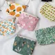 Fashion Flower Pattern Cute Coin Purses Small Fresh Canvas Zipper Coin Wallet Girls Earphone Coin