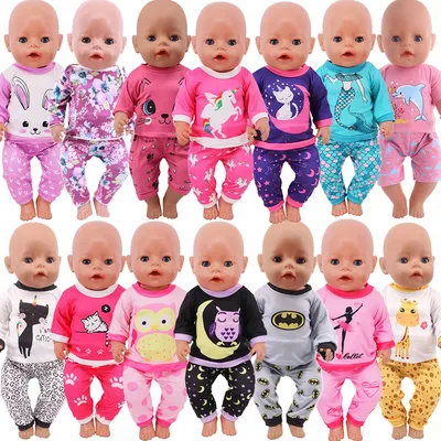 2 Pcs/Set=Shirts + Pants Doll Clothes Accessories For Born Baby 43cm Items & 18 Inch American Doll