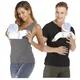 Safety Kangaroo Pocket T-Shirt Baby Carrier Pregnancy Clothes Summer Mother Father High Quality