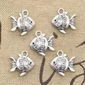 20pcs Charms Double Sided Fish Goldfish 14x15mm Antique Silver Color Pendants Making DIY Handmade