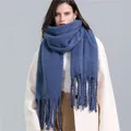 Winter Scarf Women Cashmere Warm Pashmina Solid Female Scarves Wraps Thick Soft Bufanda Big Tassels