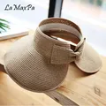 LaMaxPa New Women Summer Visors Hat Foldable Sun Hat Wide Large Brim Beach Hats Straw Hat chapeau