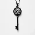 Classic The Key of Solomon Magic Array Necklace Black Stainless Steel Lemegeton Key Witchcraft