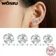 WOSTU 100% Real 925 Sterling Silver Exquisite Zircon Stud Earrings For Women Black Purple Gold Red