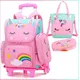 School Trolley Bag For Girls School Trolley Bag For Kids with lunch bag Rolling Backpack Bags Kids