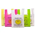 50pcs/pack 20x32cm Carry Out Bags Smile Gift Bag Retail Supermarket Grocery Shopping Plastic Bags