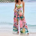 Vintage Women One Piece Swimsuit Flower Holiday Beachwear Beach Pants Swimming Designer Bathing Suit