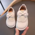 Baby Girl Leather Shoes Soft Bottom Baby Toddler Shoes Bow Girl Princess Shoes 2024 New Style