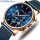 Relogio Masculino CRRJU Luxury Quartz Watch for Men Blue Dial Watches Sport Watches Chronograph