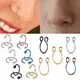 WKOUD 2pcs U Shaped Fake Nose Ring Hoop Septum Rings Stainless Steel Nose Piercing Fake Piercing