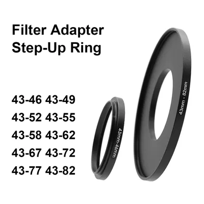 Camera lens Filter Adapter Ring Step Up Ring Metal for 43mm lens - 46 49 52 55 58 62 67 72 77 82 mm UV ND CPL Lens Hood etc.