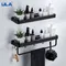 ULA Bathroom Shelf 30/40/50cm Kitchen Wall Shelf Metal Shower Holder Sticker Rack Towel Bar Robe