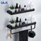 ULA Bathroom Shelf 30/40/50cm Kitchen Wall Shelf Metal Shower Holder Storage Rack Towel Bar Robe