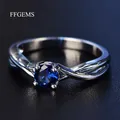 FFGems Gemstones Amethyst Silver Ring Blue Sapphire Ring Silver 925 Jewelry Aquamarine Rings For