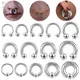 ZS 1 PC 2/4/6/8G Stainelss Steel Horseshoe Nose Ring Internal Threaded Large Gauge Piercings Noses