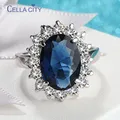 Cellacity Oval Sapphire Rings for Women Trendy Silver 925 Fine Jewelry with Gemstones Flower shaped