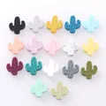 10Pcs/Lot Cartoon Little Cactus Silicone Beads Baby Rodent Teether Nursing Pacifier Clip Chain