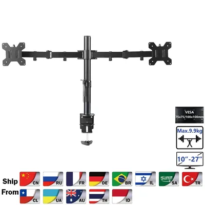 MS02 Desktop Clamping Full Motion 360 Degree Dual Monitor Holder 10"-27"LCD LED Monitor Mount Arm