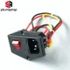 15A 250V Power Switch AC 3pin Power Socket with Red Triple Rocker Switch Tripod Feet of Copper with