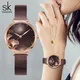 Shengke Watch For Women Creative Brown Mesh Band Women Watch Japanese Quartz Reloj Mujer Fashion