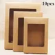 10pcs DIY Paper Box with Window Paper Gift Box Cake Packaging for Wedding Home Party Muffin
