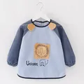 Baby Waterproof Bibs Cartoon Lion Long Sleeve Pocket Apron Self Feeding Drawing Bib Kids Eating