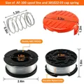 Trimmer Spool 3 Pack & Cap & Spring Replacement For Black Decker Cap Spring For Cordless Grass