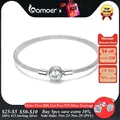 Bamoer 925 Sterling Silver Classic Love Forever Snake Chain Bracelets for Women Charm Bead DIY Fine