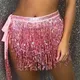 Women Boho Fringe Skirt Sexy Sequin Tassel Belly Dance Hip Scarf Rave Wrap Skirt Belt Performance