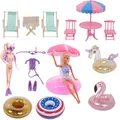 Doll Accessories Vacation Style Beach Chair Swimming Circle Diving Suit for Barbies 1/6 BJD Doll Fun