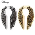 Alisouy 1PC Retro Stainless Steel Flower Pattern Ear Weight Heavy Expander Stretcher Plugs Gauges