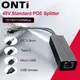 ONTi 100M/1000M Standard POE Splitter 48V to 5V 12V 1.2A 2.2A Micro USB Tpye-C for IP Camera /