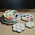 Plum Blossom 7-grid Ceramic Watercolor Palette Jingdezhen Firing Artist-grade Gouache Acrylic Paint