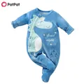 PatPat Winter Baby Boy Clothes 0 to 12 Months Dinosaur Print Fleece Jumpsuit Bodysuits & One-pieces