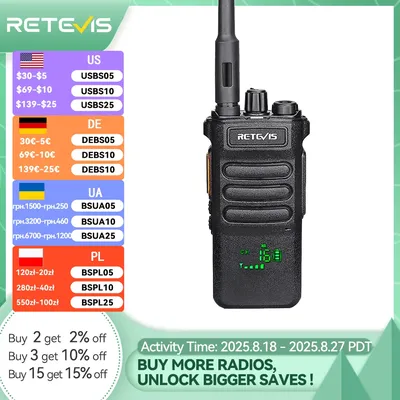 Retevis RT86 10W Walkie Talkie Professional Two Way Radio Long Range Walkie Talkie UHF Communication radio for Outdoor Business