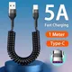 5A Fast Charging Type C Cable Spring Telescopic Car Phone Charger USB Cable For Samsung Xiaomi Redmi