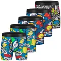 5Pcs Mens Boxer Briefs Cotton Underwear 6” No Ride Up Regular Stretch Elastic Wide Band Boxer Briefs