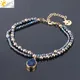 CSJA Natural Stone Hematite Bracelets Geode Druzy Crystal Bracelet Summer Statement 2 Strand Beads