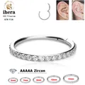 G23 Titanium Silver Colors Round Earrings CZ Zirconia Body Clips Hoop Nose Rings Women Men Ear