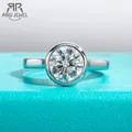 AnuJewel 1ct/2ct/3ct D Color Moissanite Bezel Engagement Wedding Ring 925 Sterling Silver Rings For